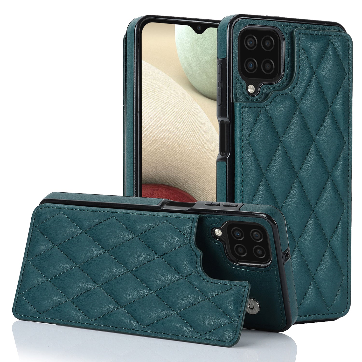 For Samsung Galaxy A12 Kickstand Phone Case PU Leather TPU Card Holder RFID Blocking Cover For Samsung Galaxy A12 Kickstand Phone Case PU Leather TPU Card Holder RFID Blocking Cover